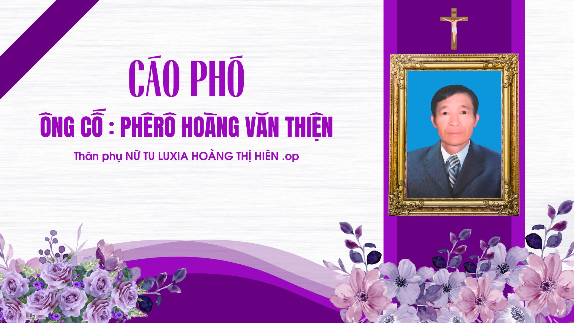 Cáo phó: Ông Cố Phêrô Hoàng Văn Thiện